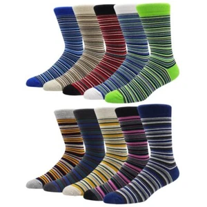 Mens dress Socks Size 9-12 10-13 13-15 9-11 Colorful Striped Cotton Crew Calf... - Picture 1 of 5