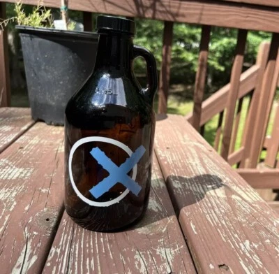 Old OX Brewery Ashburn,VA|Rushing the Growler 32 OZ Glass Beer Bottle with lid - Image 1 of 4