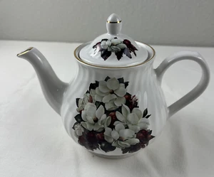 Teiera corona dorata, Cina fine, Glynda Turley, Gardenia, bianco floreale - Foto 1 di 15