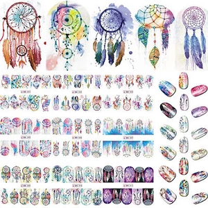 Nail Stickers Water Transfer Dreamcatcher Design Full Wraps Cover Decals Blur UK - Picture 1 of 32