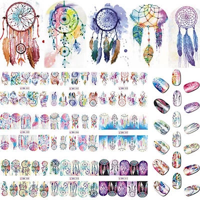 Nail Stickers Water Transfer Dreamcatcher Design Full Wraps Cover Decals Blur UK - Image 1 of 4