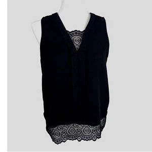 Monteau Black Sleeveless top with Lace detail size Medium - Picture 1 of 6