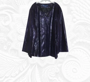 Susan Graver Style (Large) Purple Faux Leather Snake Print Jacket - Foto 1 di 3