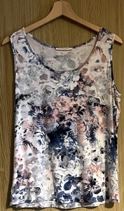 Ladies Anna Rose Uk Medium Pink/Blue Floral Print Sleeveless Scoop Neck Tank Top - Picture 1 of 9
