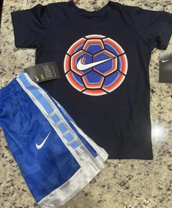 Nike Boys Shorts Set Blue Boys Soccer Sizes 6 - Picture 1 of 1