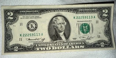 BUY NOW 1976 Series 2 dollar bill RARE K Series Good condition. - Image 1 of 2