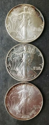 1988, 1989, and 1995 $1 American Silver Eagle Dollars - Image 1 of 3