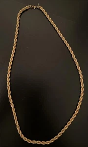 Monet Necklace 24” Gold Tone Rope Chain Vintage Signed Fashion Jewelry - Picture 1 of 6