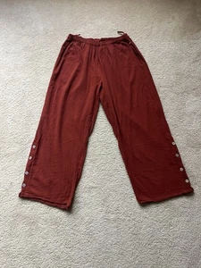 Pantalones de gasa Oh My para mujer O/S ladrillo botón dobladillo tirar de gasa ligeros NUEVO - Imagen 1 de 6