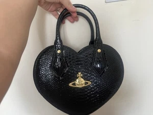Vivienne Westwood Heart Hand bag Black Croc Orb - Picture 1 of 6