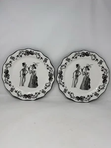 2er Set Potter's Studio Halloween VICTORIAN SKELETON Speiseteller Specks - Gold - Bild 1 von 14