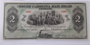 1873 Issue $2 South Carolina Rail Road Company Fare Ticket Crisp UNC - Picture 1 of 2