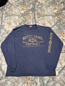 Vintage Y2K Notre Dame Blue Longsleeve Sleeve Hit XL Streetwear  - Picture 1 of 4