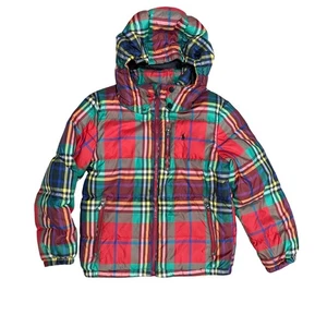 Polo Ralph Lauren bambino puffer jacket plaid cappuccio piumino d'anatra taglia M 10-12 - Foto 1 di 7