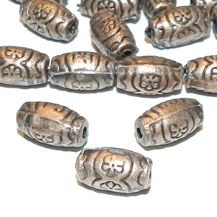 Cuentas de aleación de metal con patrón de flores ovaladas cónicas de 13 mm de cobre envejecido MB359 25 piezas Foto 1 de 1