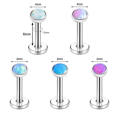 Lote de 5 piezas de pendientes de cartílago ópalo pernos labiales Labret de acero inoxidable piercing Medusa Foto 1 de 4