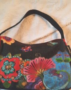 LAUREL BURCH Cat Canvas Purse, Handbag, Shoulder Bag NWT Colorful Whimsical 