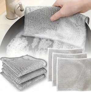 10pcs Multipurpose Wire Dishwashing Rags - Non-Scratch Scrubbing Cloths - NEW - Picture 1 of 11
