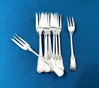 12 fourchette à gâteau SFAM modèle EMPIRE SANS GENE métal argenté Couvert 16,2cm - Photo 1/4
