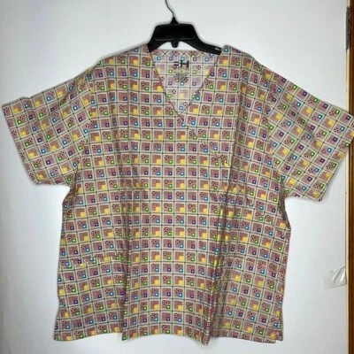 NWT Beverly Hills Uniforms Scrubs 4X PLUS SIZE - Pink Squares - Image 1 of 4