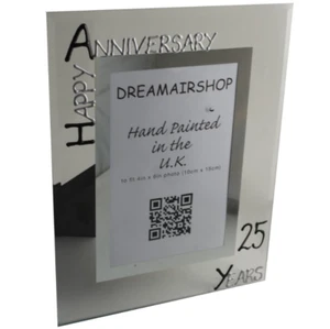 25th Wedding Anniversary Photo Frame (P) Blk/Slv - Picture 1 of 3