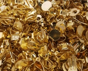 20 Pair Gold Brass Clip on Earring Craft Findings Backs Backings 10mm Flat Pad - Picture 1 of 4