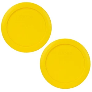 Pyrex 7200-PC Round Meyer Lemon Yellow Replacement Lid Cover (2-Pack) - Picture 1 of 2