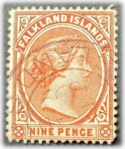 Falkland Islands - 1891-1902  - 9d pale reddish-orange - ULH - SG 35 - Picture 1 of 2