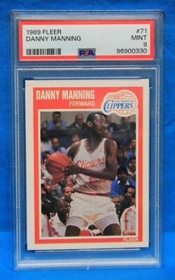 Fleer # 71 1989 Danny Manning RC PSA 9 como nuevo # 96900330 ¡Los Angeles Clippers!!! Foto 1 de 2