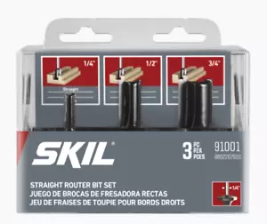 "Skil Spannweite 3-teiliges gerades Fräser-Bit-Set 91001 1/4"", 1/2"", 3/4" - Bild 1 von 6