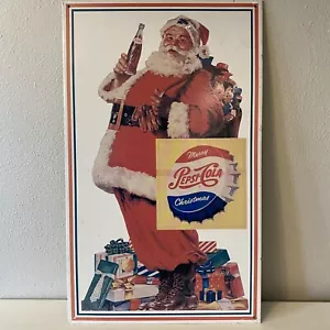 Pepsi-Cola Merry Christmas Santa Clause Metal Sign Advertising 16.25 X 9-7/8” - Picture 1 of 6