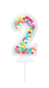 Colorful Glitter Number 2 Candle Birthday Girl Rainbow Theme Cake Topper - Picture 1 of 9