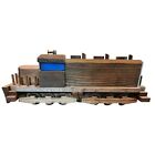 Vtg Handcrafted Wooden Large Train Set Engine and 4 Cars 5 Foot Long Set of 5