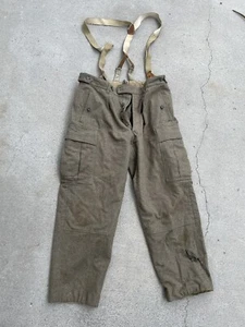 Vintage German Schilling O.H.G. Reichartshausen Green Wool Pants w/ Suspenders - Picture 1 of 12