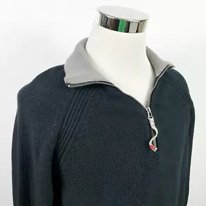 Guess Mens XL Half Zip Sweater Black Gray Knit 100% Cotton Pullover Casual - Picture 1 of 5
