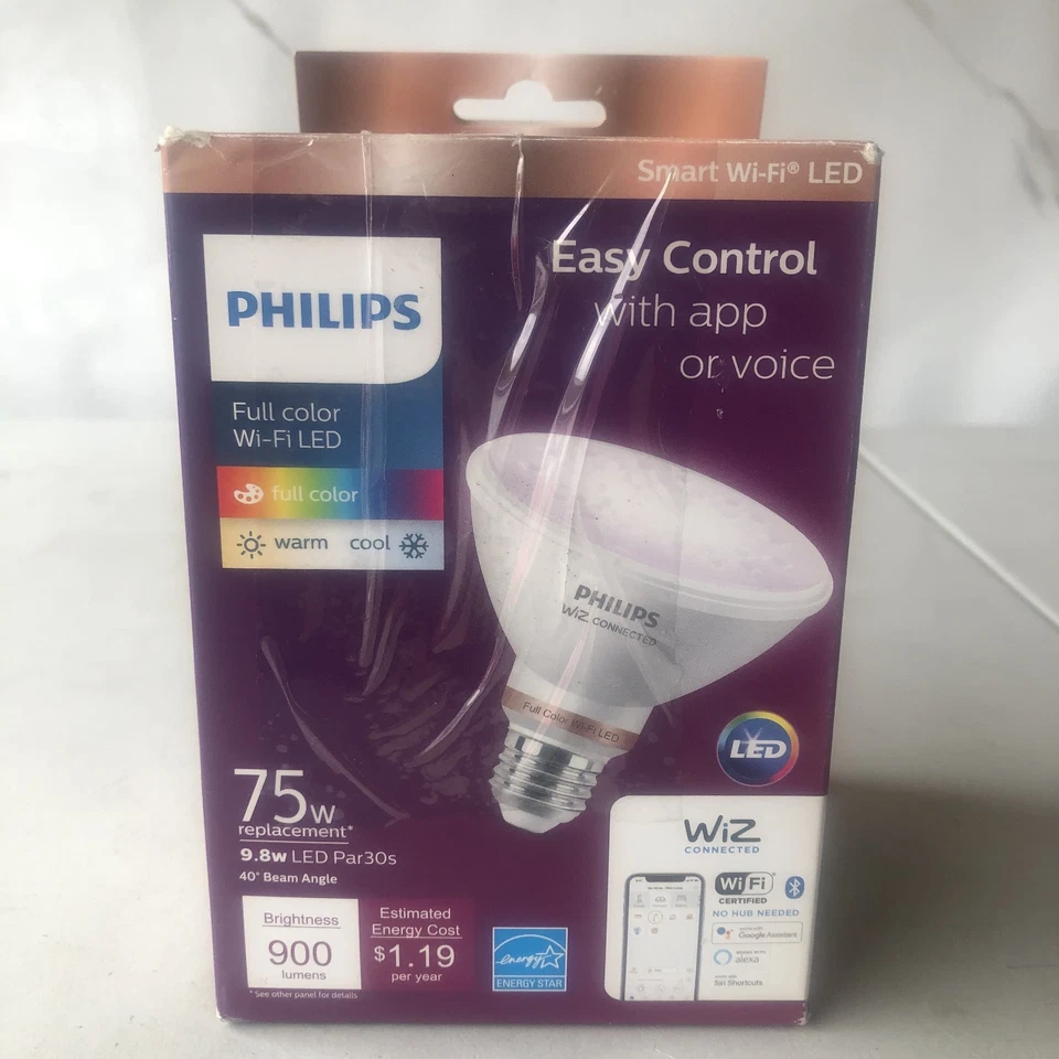Philips 75-Watt Equivalent PAR30S Smart Wi-Fi LED Color Changing Light Bulb 1pk - Image 1 of 4