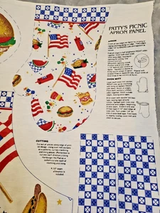 Vintage Daisy Kingdom Picnic Apron Hot Pad Cut and Sew Panel Cotton Fabric - Picture 1 of 10