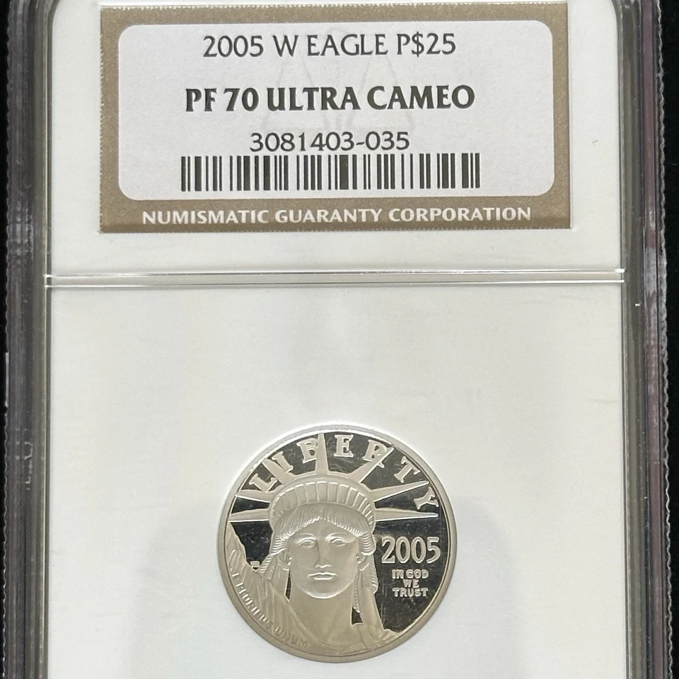 2005 - W EAGLE PLATINUM STATUE OF LIBERTY 1/4 OZ NGC PF70 ULTRA CAMEO PROOF - Image 1 of 2