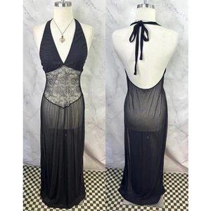 Vintage Victoria’s Secret 90s Gown Slip Dress sz M Maxi Lace whimsigoth Gothic - Picture 1 of 21