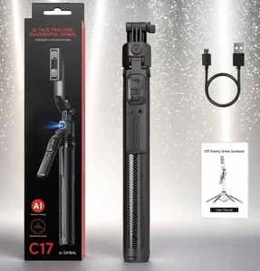 C17 AI Smart Selfie Stick | 360° Face Tracking,Gesture Control & Quadrapod Stand - Picture 1 of 1