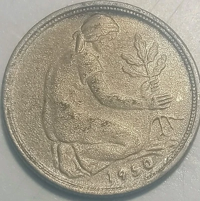 1950 Improperly Annealed Mint Error,50 pfennig bank deutscher,Free Shipping!!! - Image 1 of 4