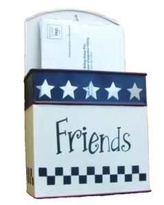 Vintage Mail Box Wall Pocket Americana Patriotic Friends Cut Out Stars Metal - Picture 1 of 2