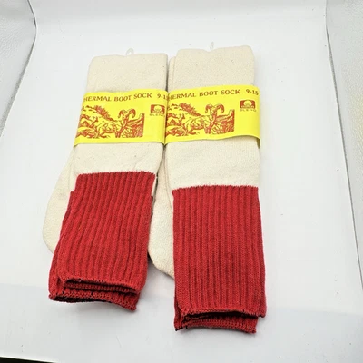 2 pair Vintage Heavy Weight Thermal Knit Boot Socks Sz 9-15 NEW - Image 1 of 4