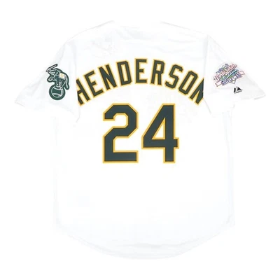 Camiseta deportiva Rickey Henderson Oakland Athletics 1989 WS réplica blanca Majestic XL Foto 1 de 2