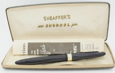 Sheaffer Admiral трубка черный и золотой перьевая ручка в коробке - 14k тонкий новый в коробке - 1952 - Изображение 1 из 4