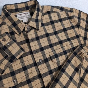 NEW CC Filson Alaskan Guide Shirt Rare Flannel Yellow Black Men’s LTall Pockets - Picture 1 of 11