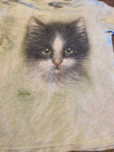 The Mountain Kitten Cat Animal Nature Green Tie Dye T-Shirt Tee Youth Medium - Picture 1 of 7