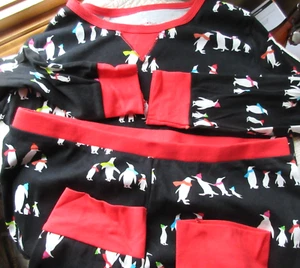 WONDERSHOP AT TARGET SLEEPWEAR SET NWOT SIZ L PENGUIN THEME ON BLACK 100% COTTON - Picture 1 of 6