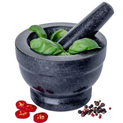 Pestle and Mortar Set Granite Stone Spice & Herb Crusher Home Kitchen Tool UK - Image 1 of 4
