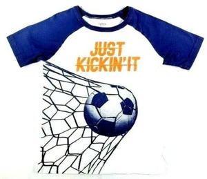 Carter's Kid Boys Blue White Orange Just Kickin It Soccer Ball Tshirt Sz 12 EUC - Picture 1 of 3